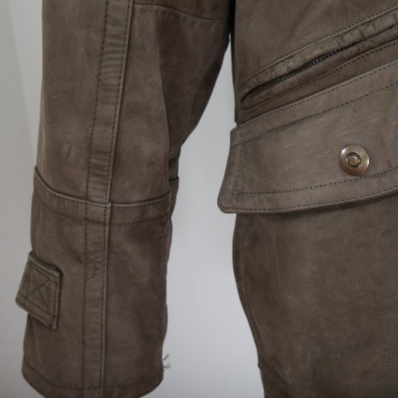 Soft Suede Leather Jacket - Green - Picture 8 of 10